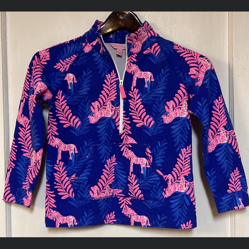 Lilly Pulitzer Girls Little Skipper Popover in Royal Purple Dazzle print size L